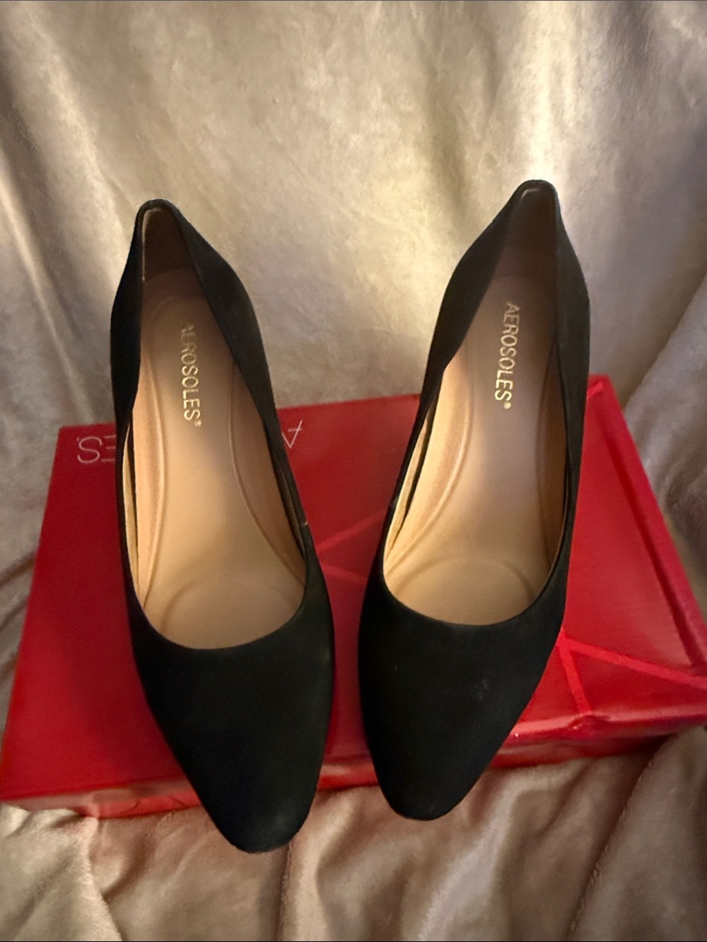 AEROSOLES Black Pointed-Toe Classic Pumps
